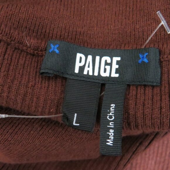 Paige size Large Ribbed Knit Button Down Dress Brown Long Sleeve NEW - Picture 2 of 6